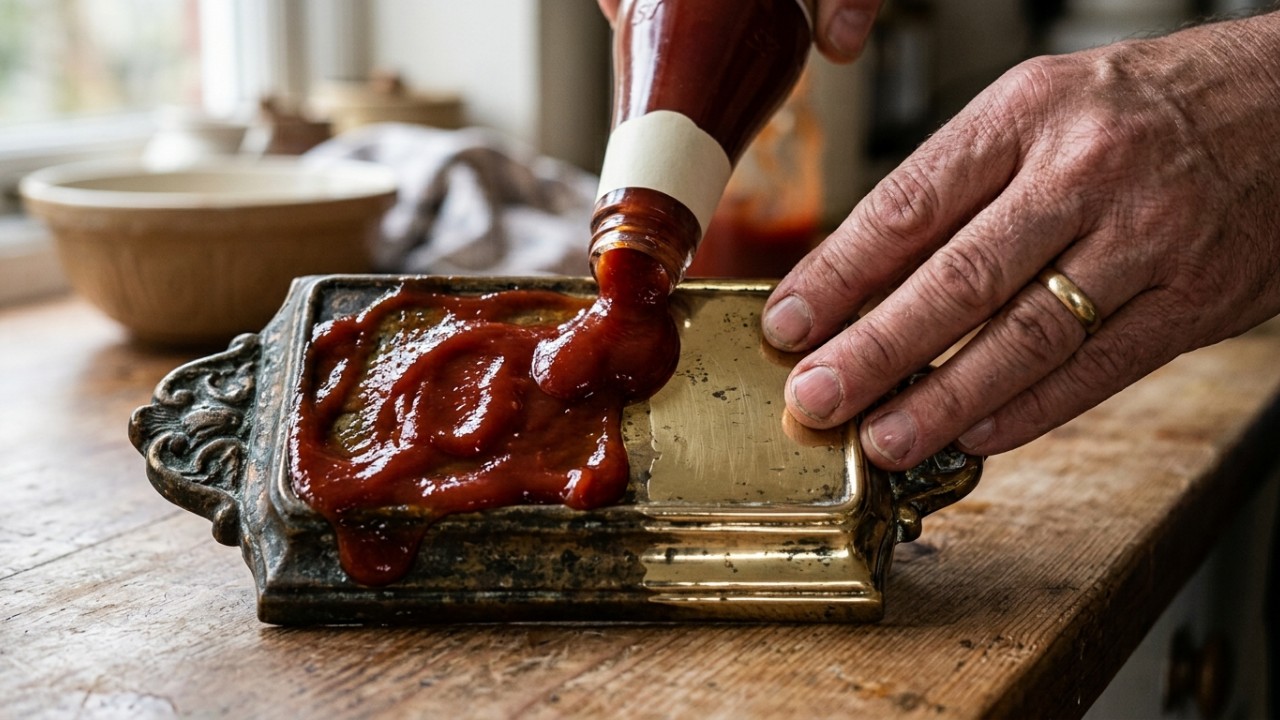 Não jogue fora os sachês de ketchup, vocÊ possui um tesouro! passe o molho aqui e veja a ferrugem e as manchas desaparecerem Aproveite sachês de molho acumulados para realizar uma limpeza eficiente e sustentável em metais. – Imagem gerada por IA