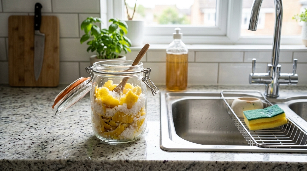 Essa combinação atua ao mesmo tempo pelo atrito do sal e pela acidez do limão, ajudando a soltar gordura aderida, resíduos de alimentos e cheiros persistentes.