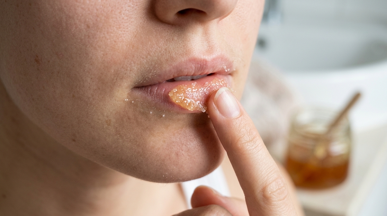 O açúcar remove suavemente células soltas acumuladas na superfície, enquanto o mel oferece textura cremosa e ajuda a reduzir o atrito durante a aplicação.