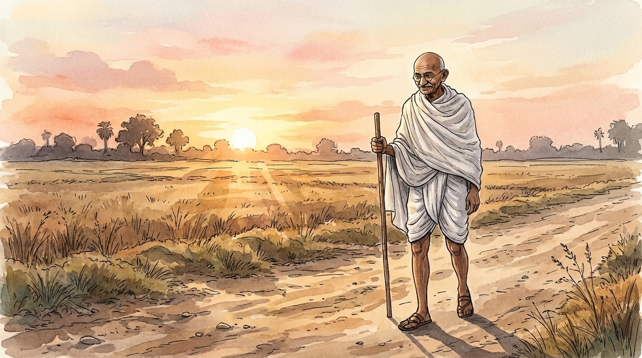 Mahatma Gandhi: “A felicidade é alcançada quando o que você pensa, o que você diz e o que você faz estão em harmonia.” O conceito de satya, normalmente traduzido como verdade, ocupava uma posição central na filosofia de Mahatma Gandhi.
