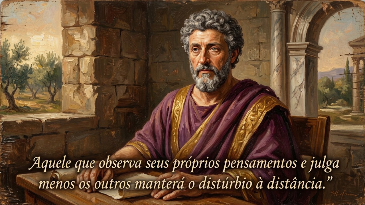 O estoicismo de Marco Aurélio oferece as chaves para alcançar a paz mental e o autocontrole na rotina moderna. – Imagem gerada por IA