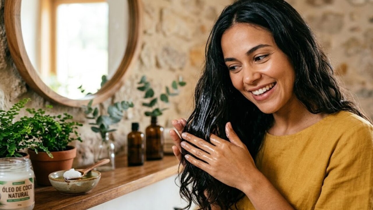 O óleo de coco para cabelo voltou a chamar a atenção por entregar brilho intenso sem depender de fórmulas químicas agressivas