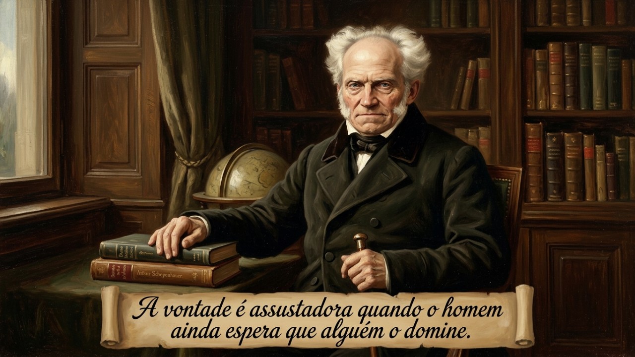 A filosofia de Arthur Schopenhauer explica como a força da vontade influencia nossos impulsos cotidianos. – Imagem gerada por IA