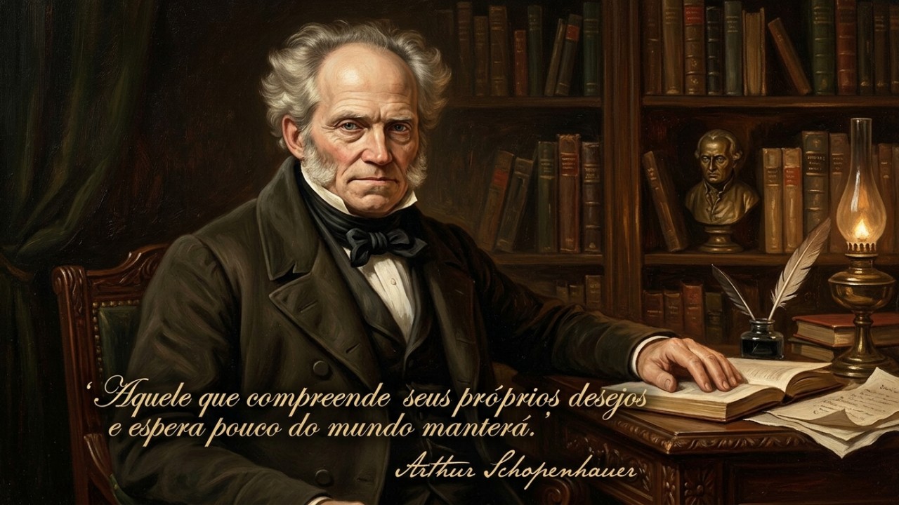 A filosofia de Schopenhauer revela como o ciclo incessante de desejos gera insatisfações na sociedade moderna. – Imagem gerada por IA