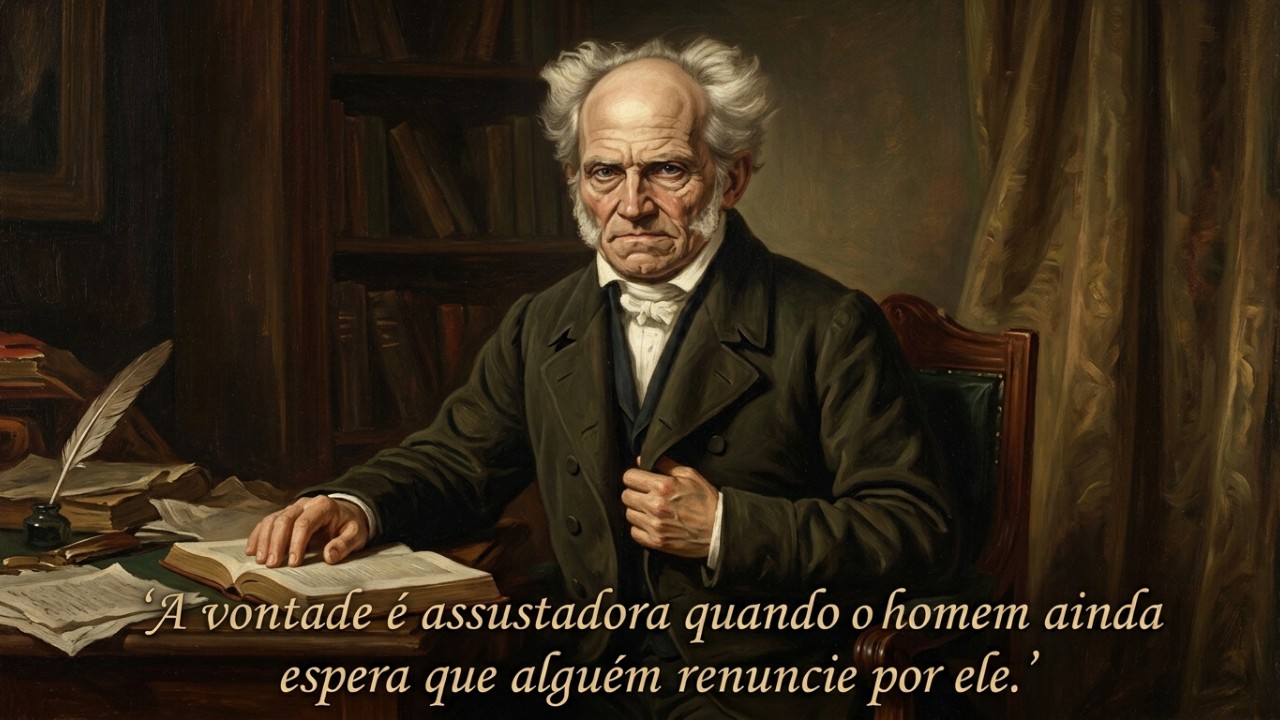 A filosofia de Schopenhauer revela como o desejo incessante molda as angústias da nossa rotina. – Imagem gerada por IA