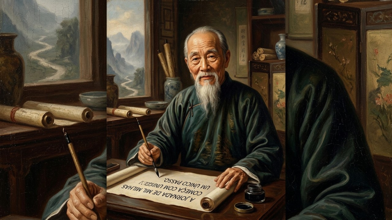 O que significa o antigo provérbio chinês “uma jornada de mil quilômetros começa com um único passo” Qualquer evolução significativa depende de um movimento inicial firme para romper com a inércia cotidiana. – Imagem gerada por IA