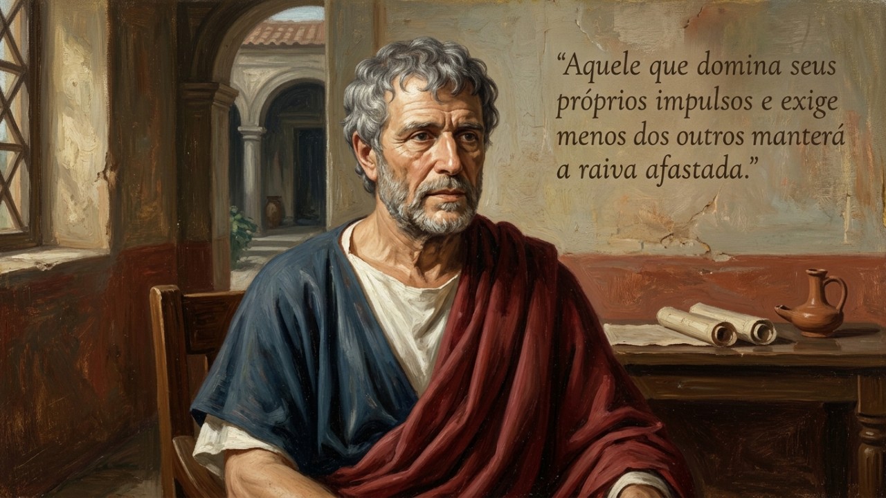 A verdadeira tranquilidade da alma é alcançada quando mudamos nossa postura interna e focamos apenas no que é essencial para a vida. – Imagem gerada por IA