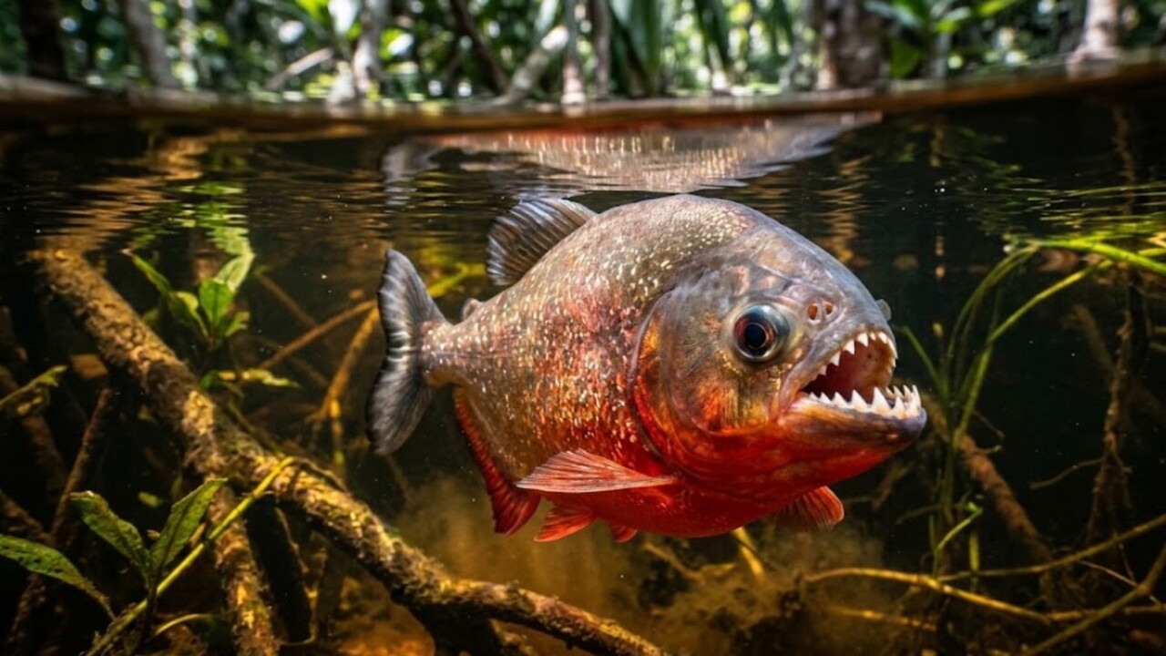 Piranha nadando pelos rios da Amazônia
