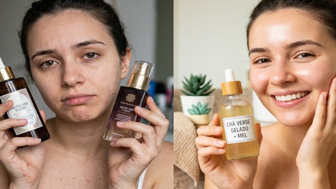 Troque o tônico caro por chá verde gelado com gotas de mel e entenda o efeito surpreendente na sua pele O tônico facial de chá verde vem ganhando espaço como alternativa natural aos produtos tradicionais