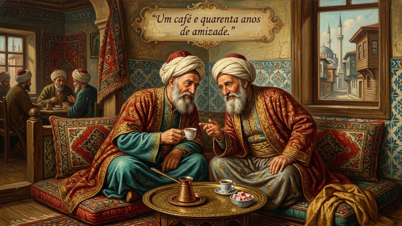 O que significa o provérbio turco “uma xícara de café guarda quarenta anos de amizade” Pequenos gestos de generosidade ao compartilhar uma bebida criam memórias afetivas que desafiam o tempo. – Imagem gerada por IA