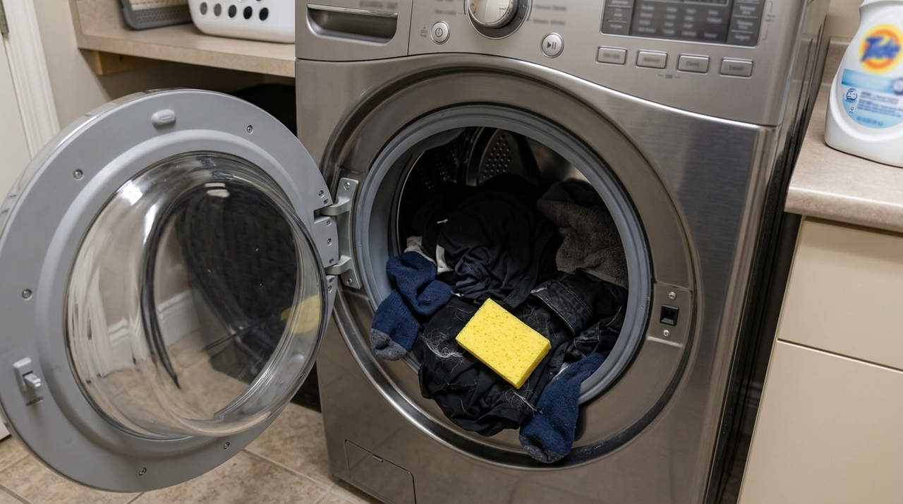 O truque da esponja consiste em colocar uma ou mais esponjas de uso doméstico diretamente no tambor, junto com as roupas